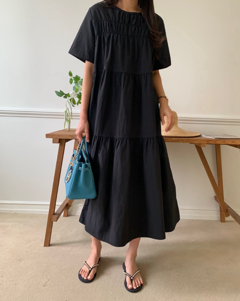 Nylon smocked dress