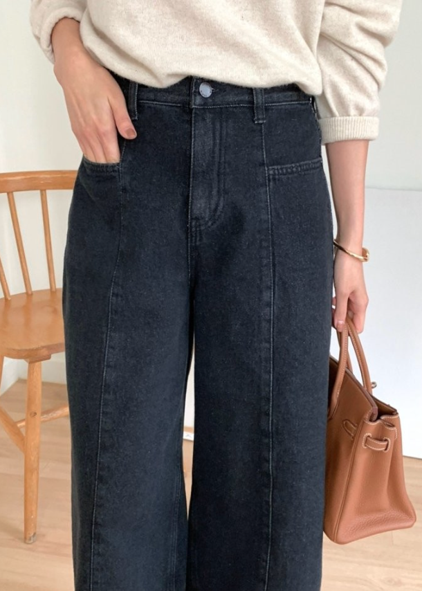 (F/W) Winter cropped black jeans