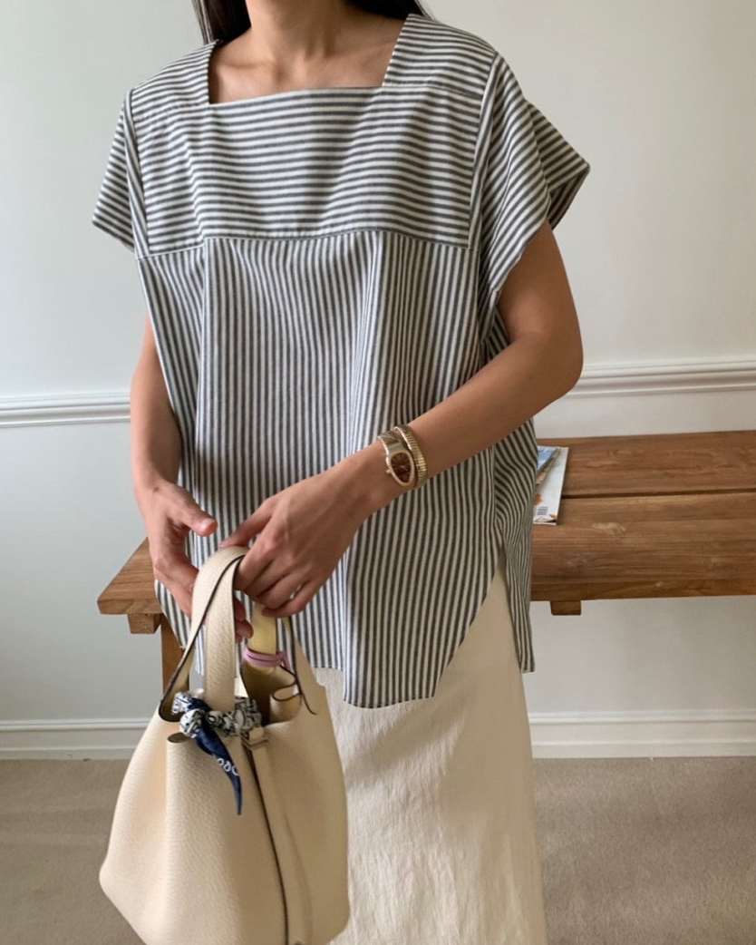 Striped tunic blouse