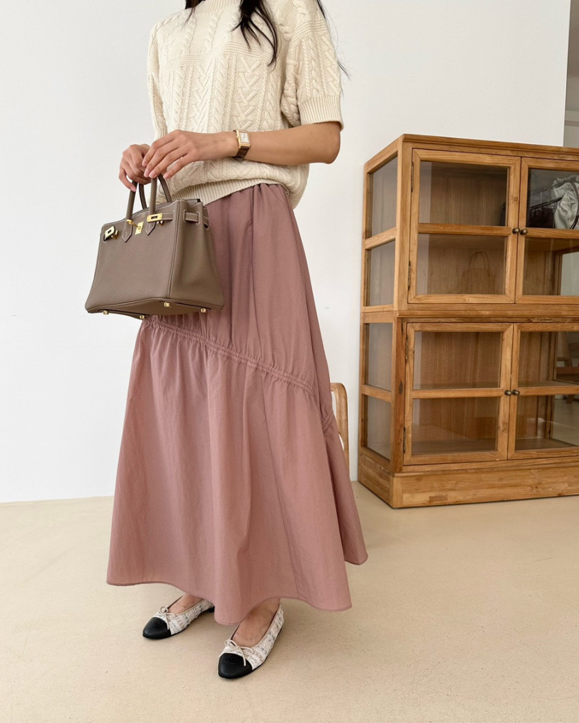 Nylon shirring skirt
