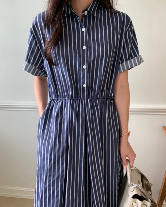 Half open striped dress