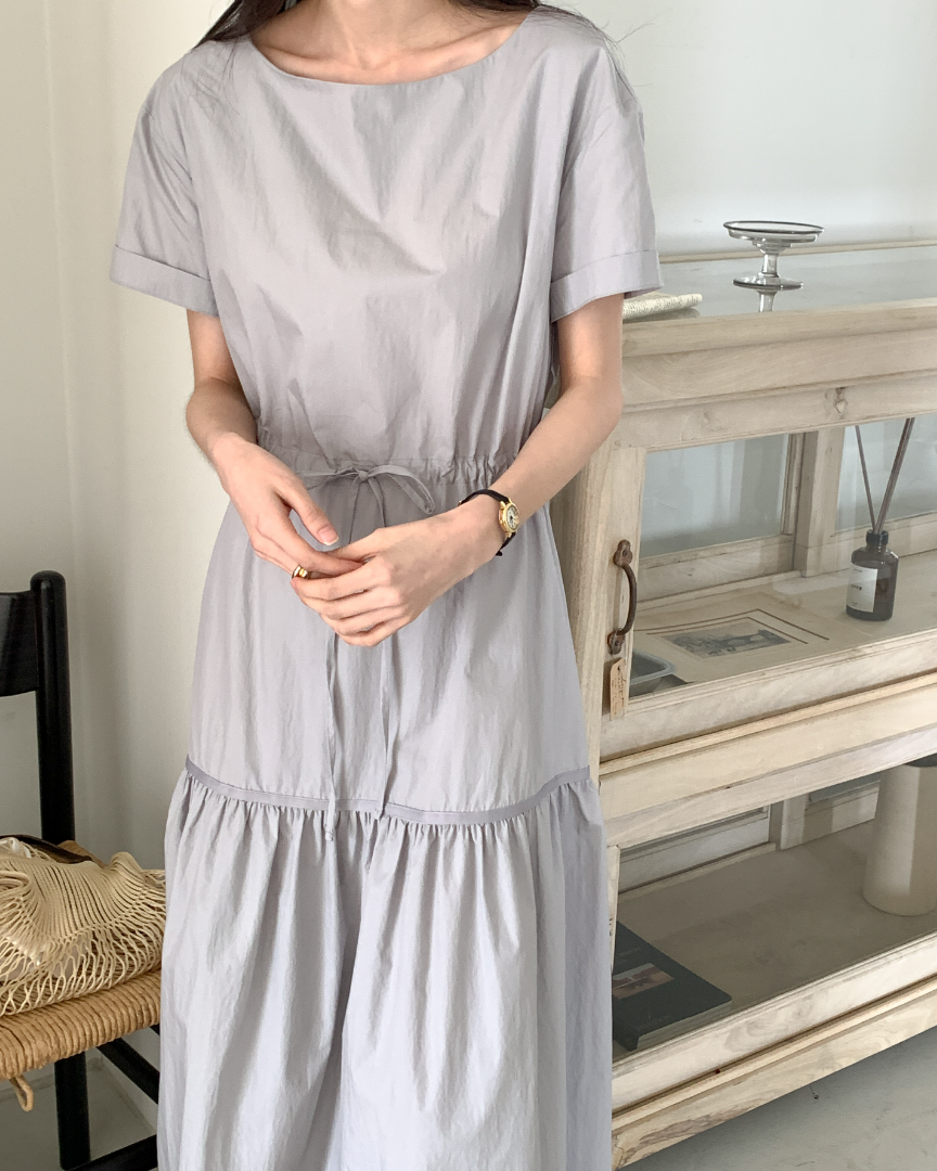Boat-neck Tiered dress