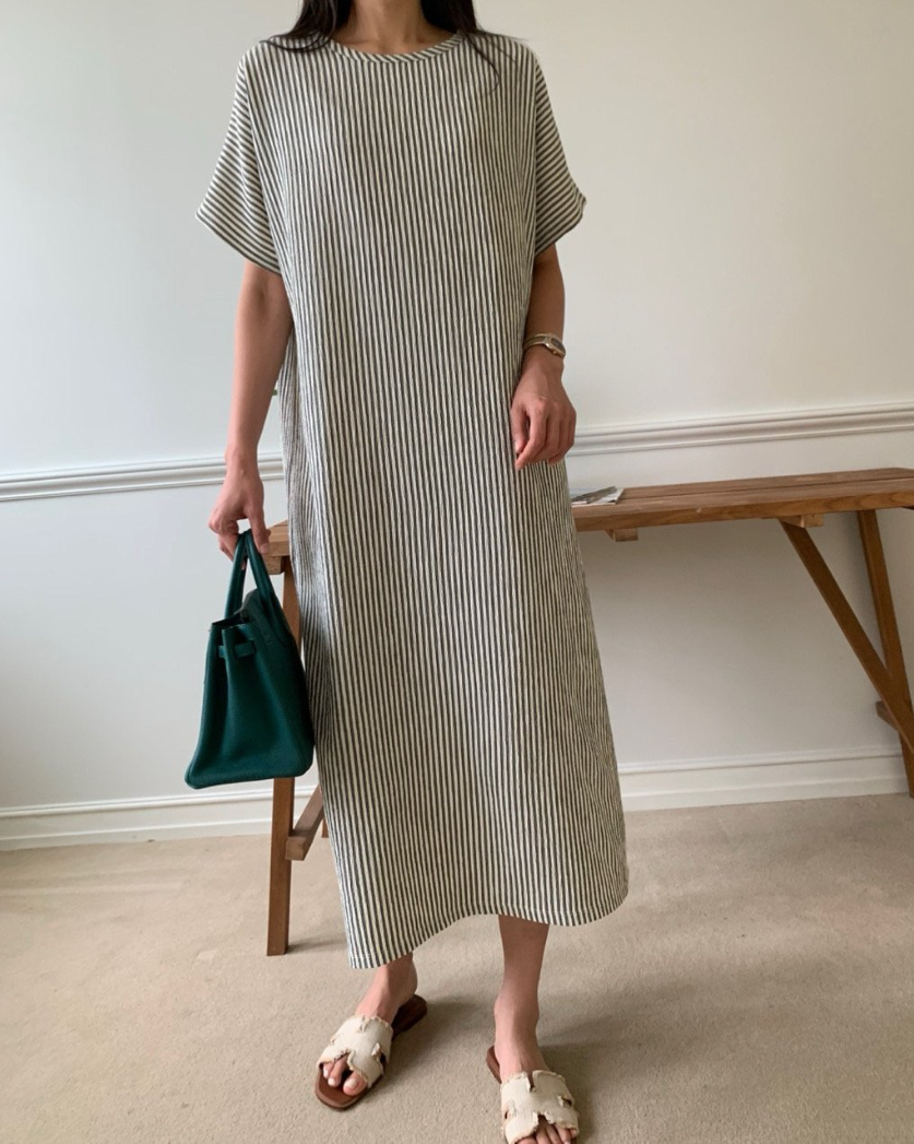 Soft seersucker striped dress