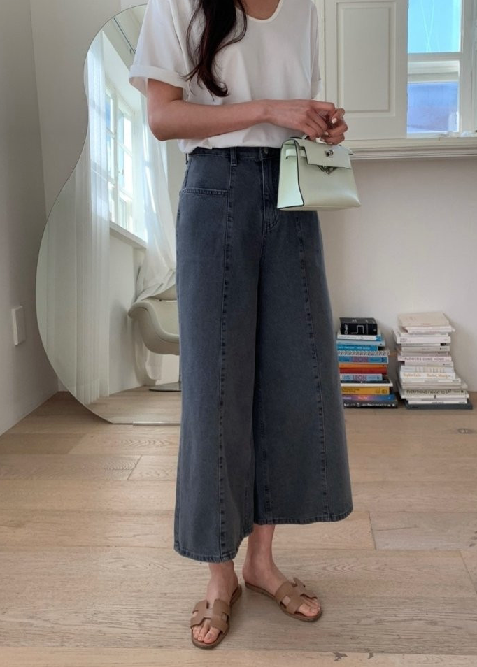 Stitch Grey wide jeans