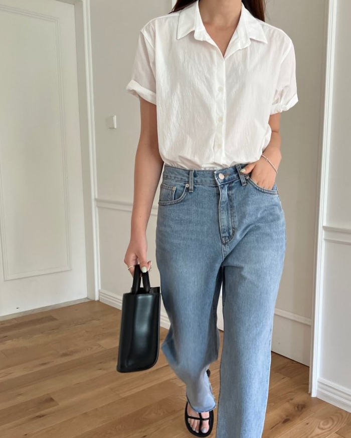 Nylon roll up sleeve shirt
