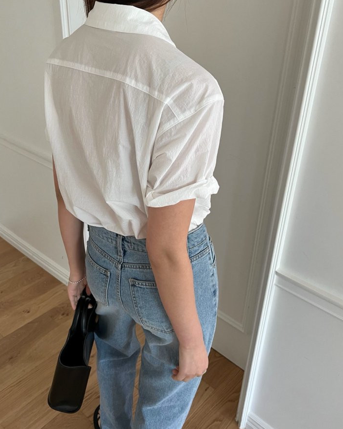 Nylon roll up sleeve shirt