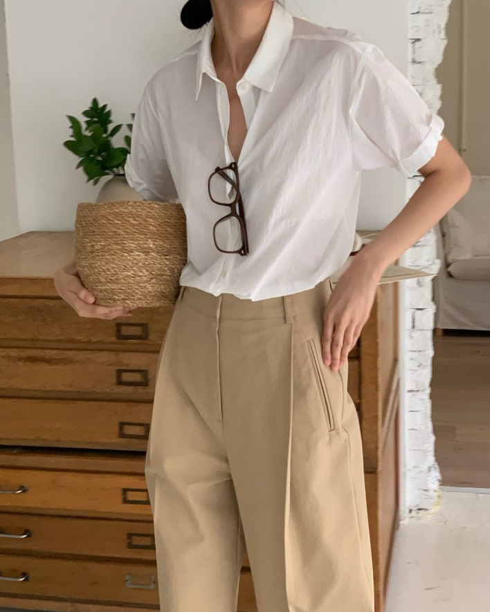 Nylon roll up sleeve shirt
