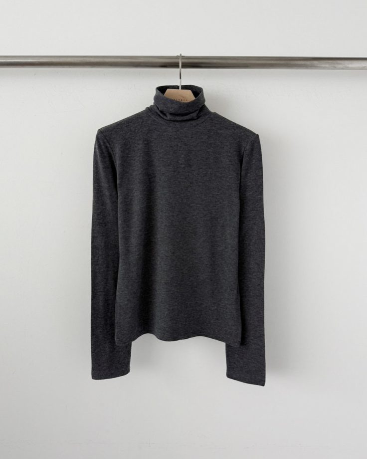 (F/W) Wool tencel high neck top