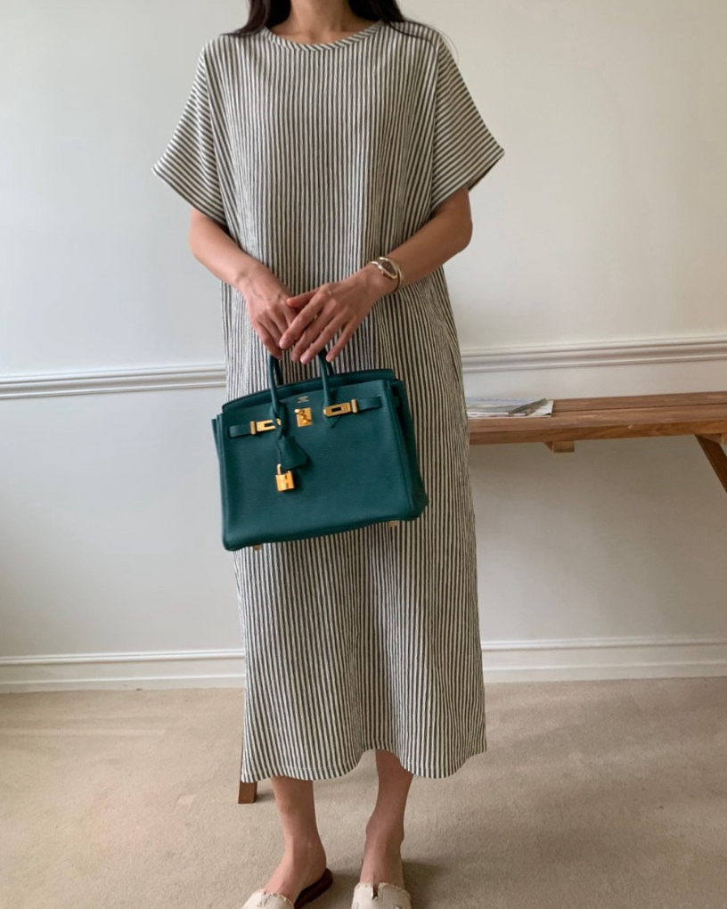 Soft seersucker striped dress