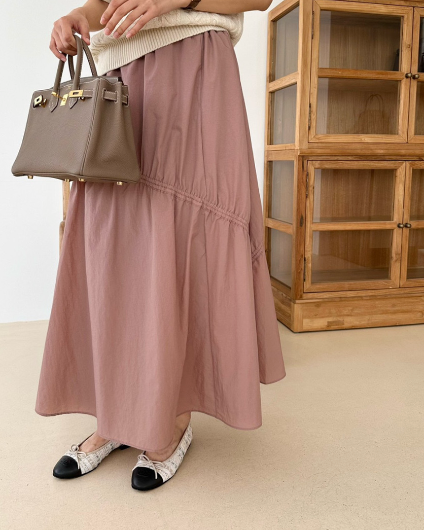 Nylon shirring skirt