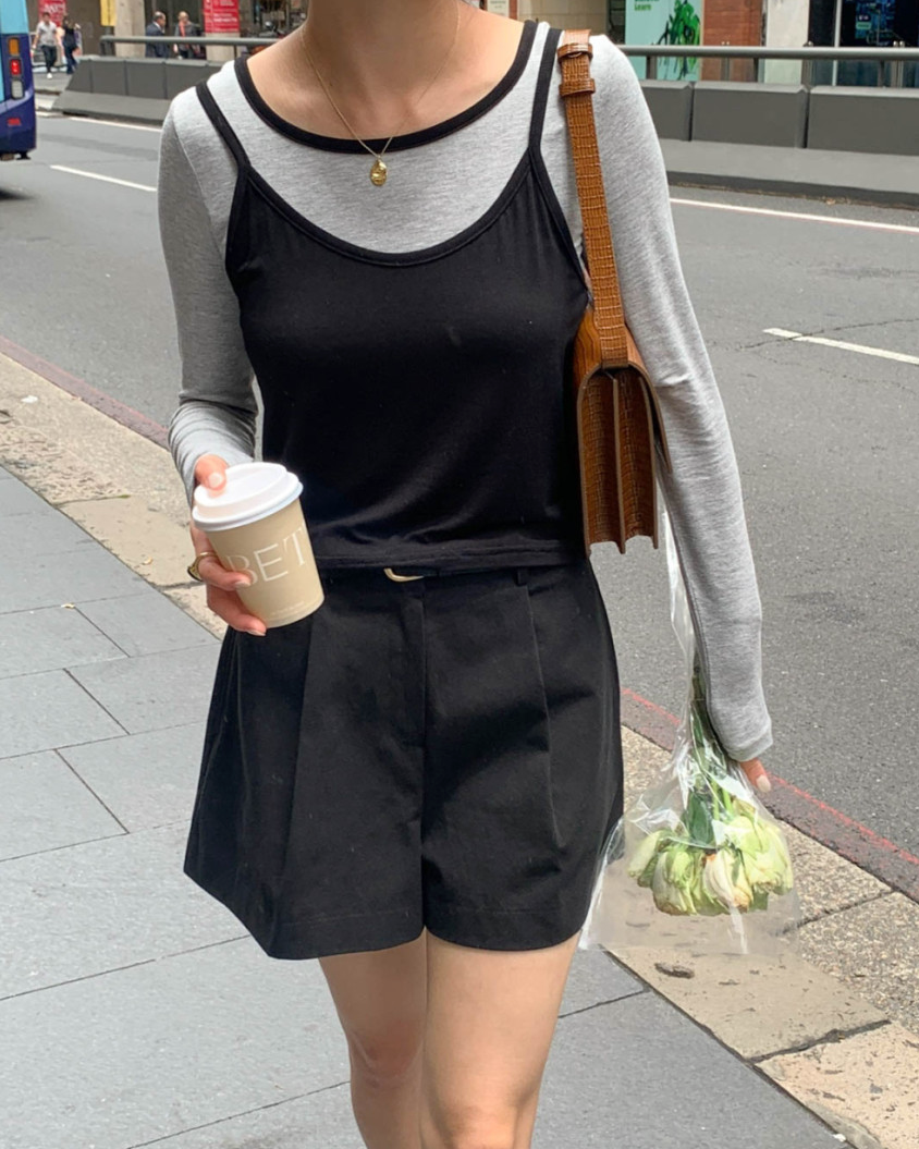 Pintuck shorts with belt