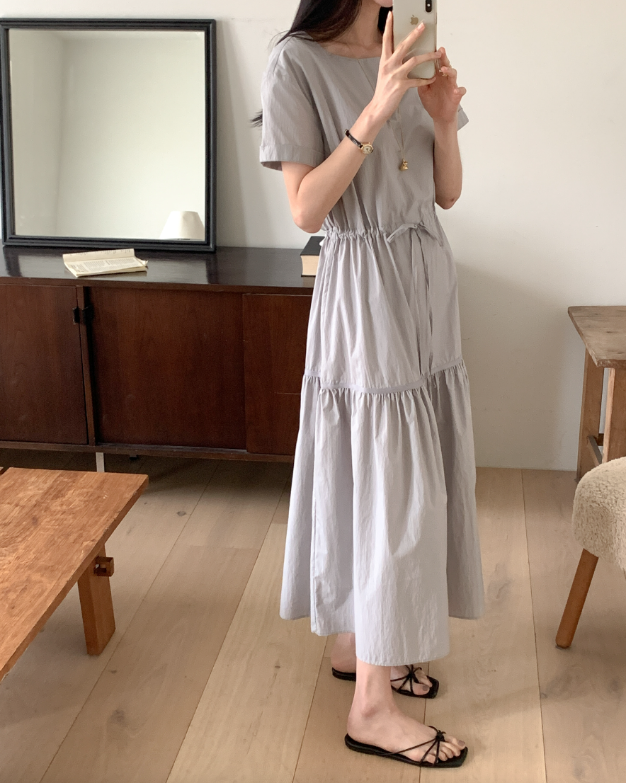Boat-neck Tiered dress