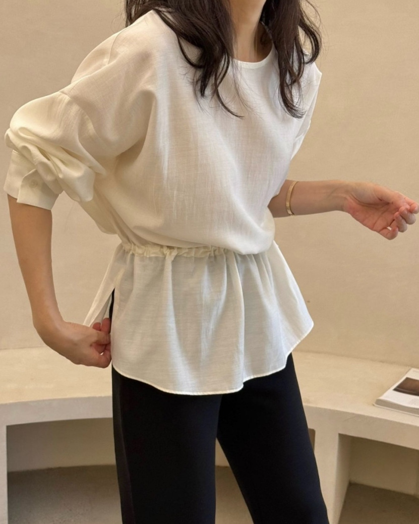 Waist string rayon blouse