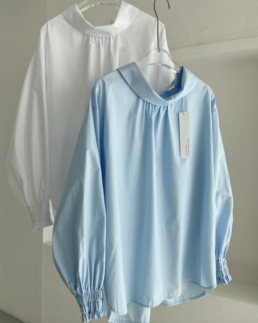 Cowl neck smock shirt