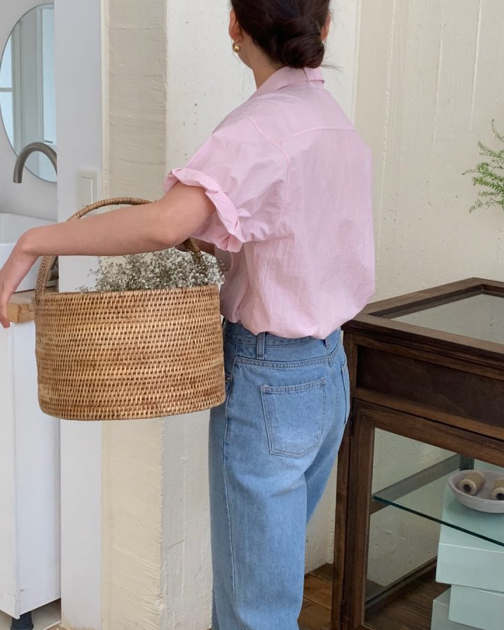 Nylon roll up sleeve shirt
