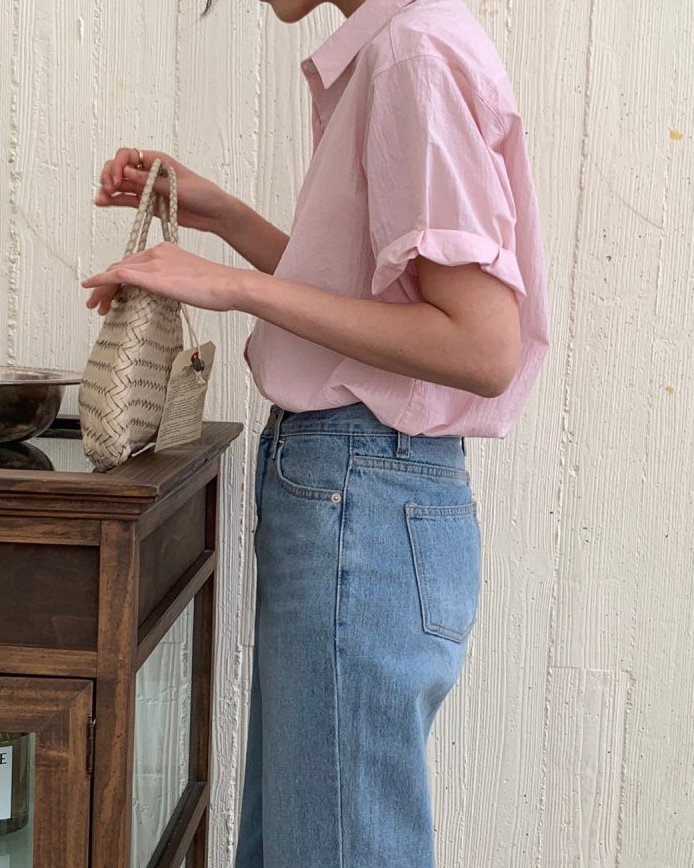 Nylon roll up sleeve shirt