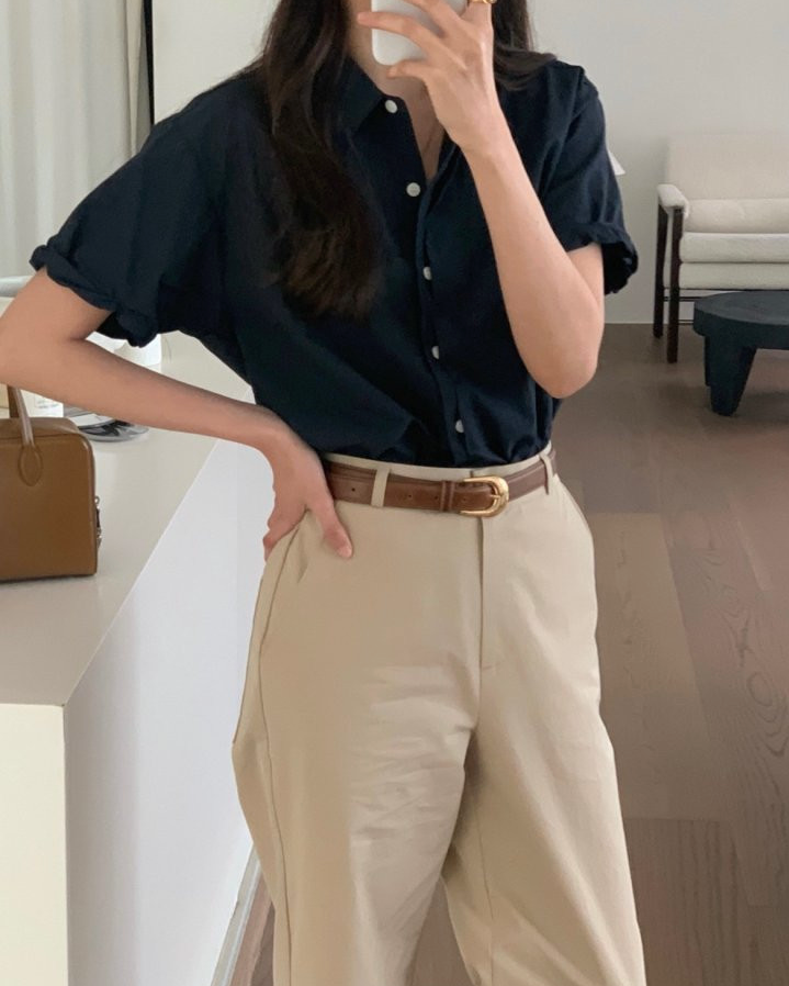 Nylon roll up sleeve shirt