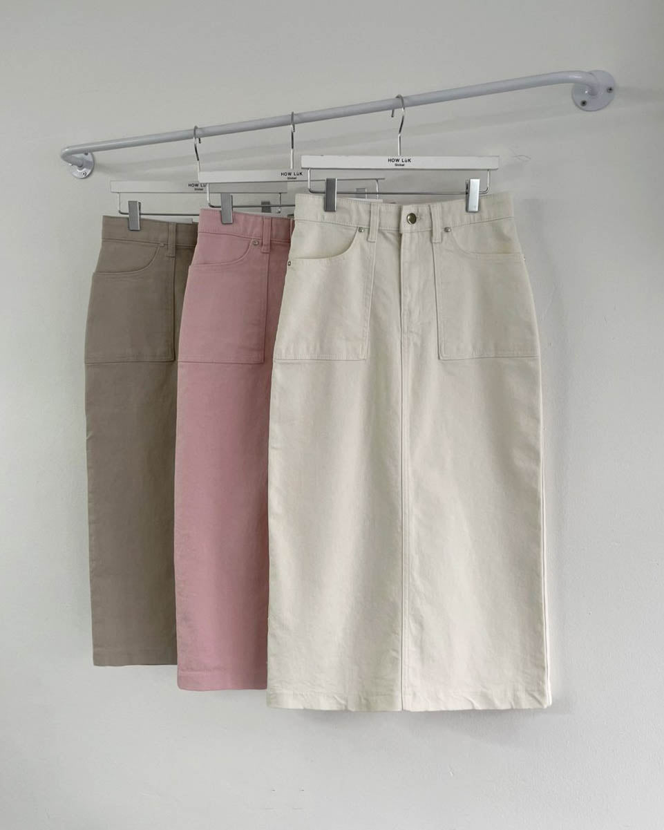 Big pocket cotton skirt
