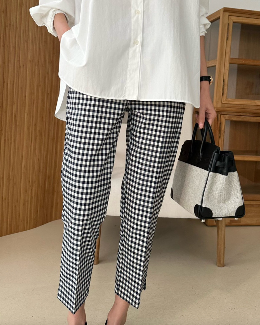 Checkered cropped pants