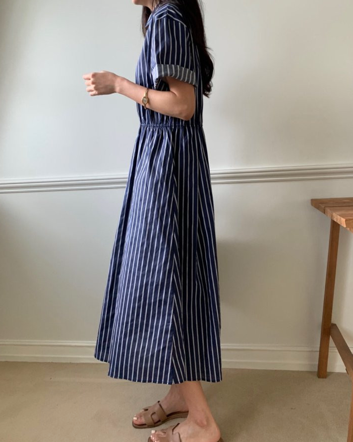 Half open striped dress