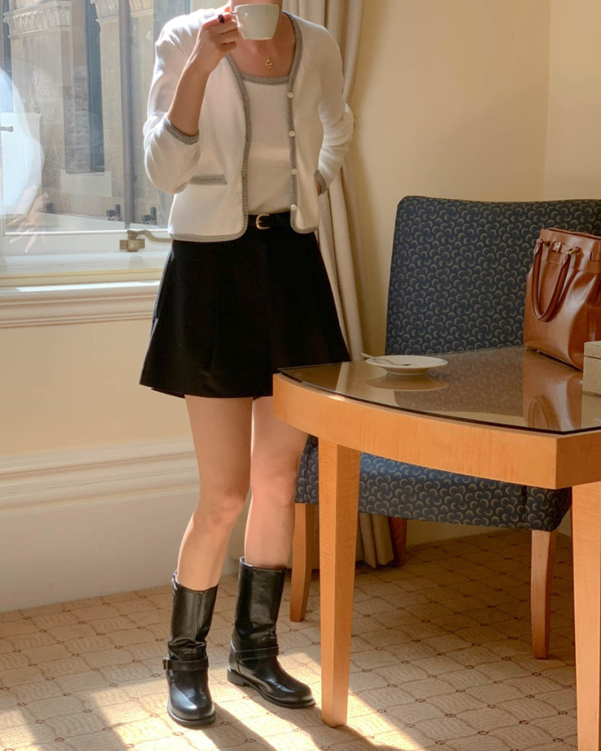Pintuck shorts with belt