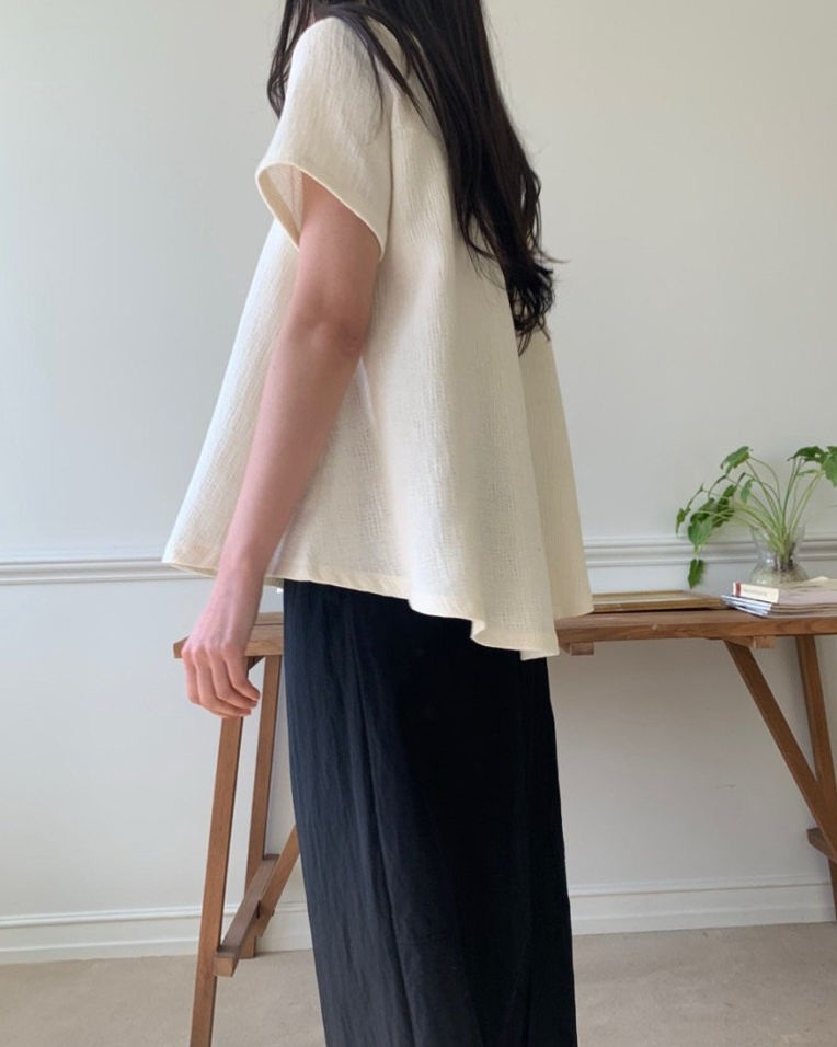 Flared cotton blouse