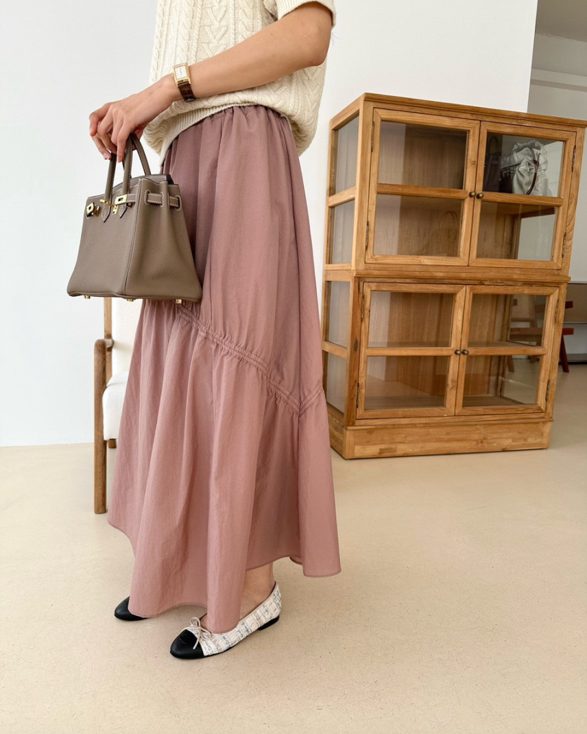 Nylon shirring skirt