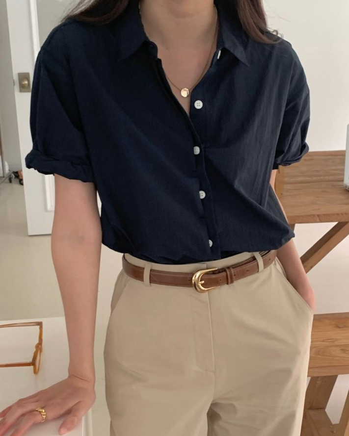 Nylon roll up sleeve shirt