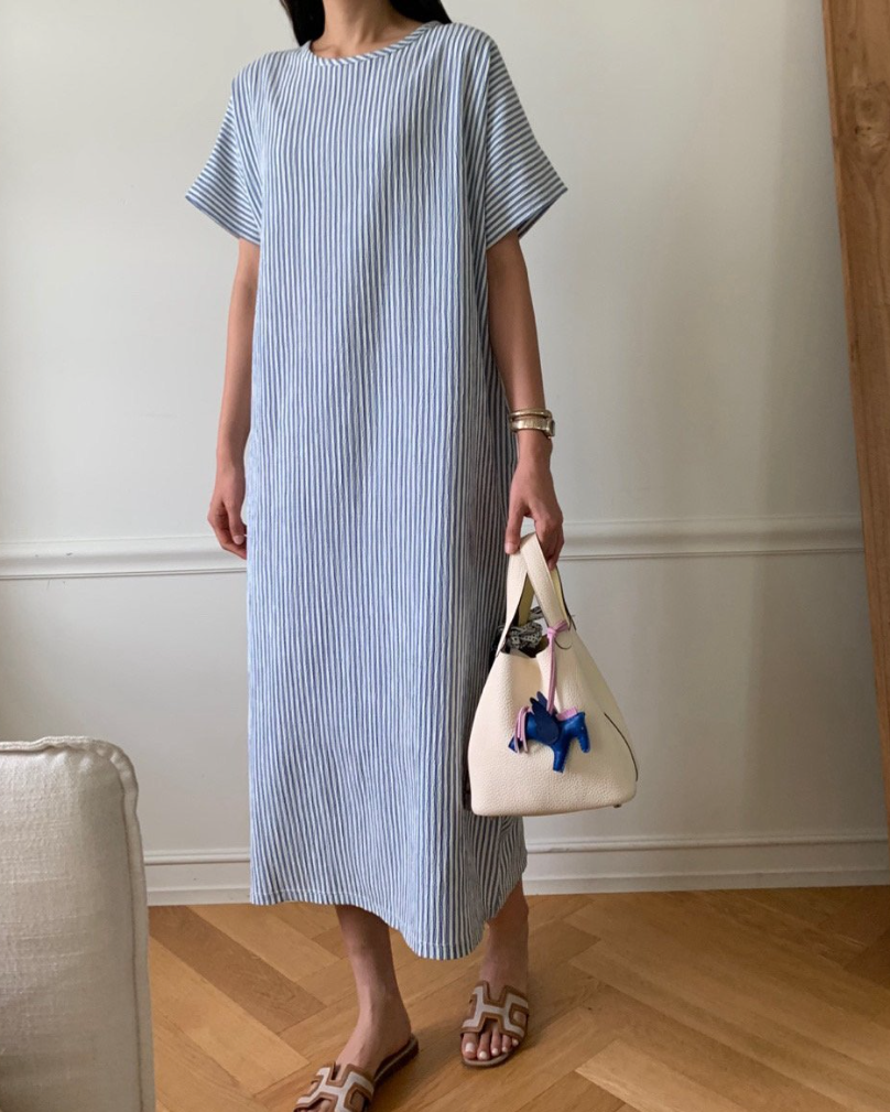 Soft seersucker striped dress