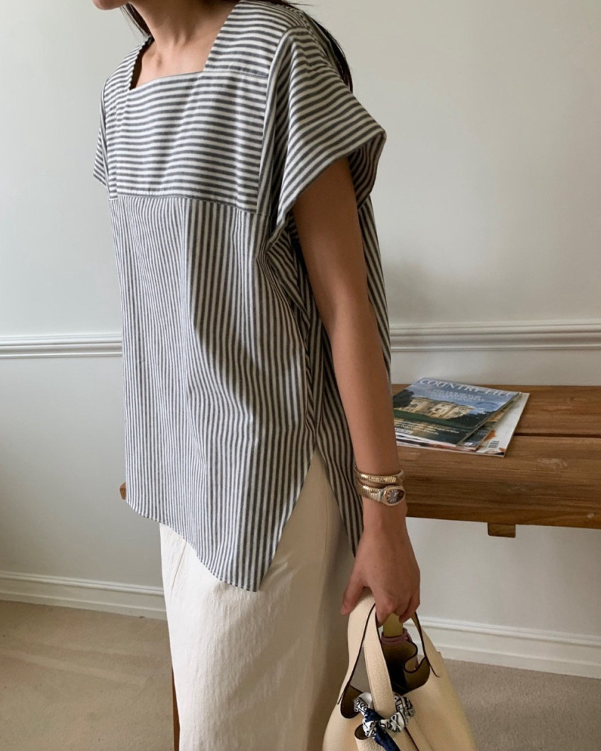 Striped tunic blouse