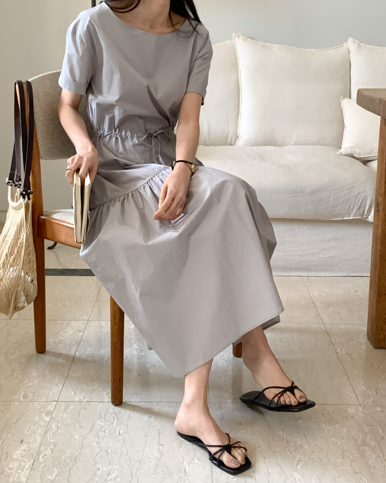 Boat-neck Tiered dress