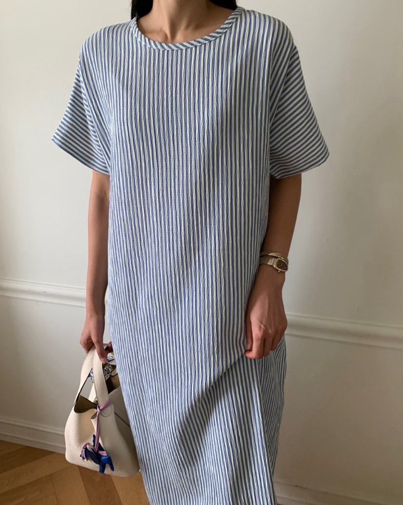 Soft seersucker striped dress