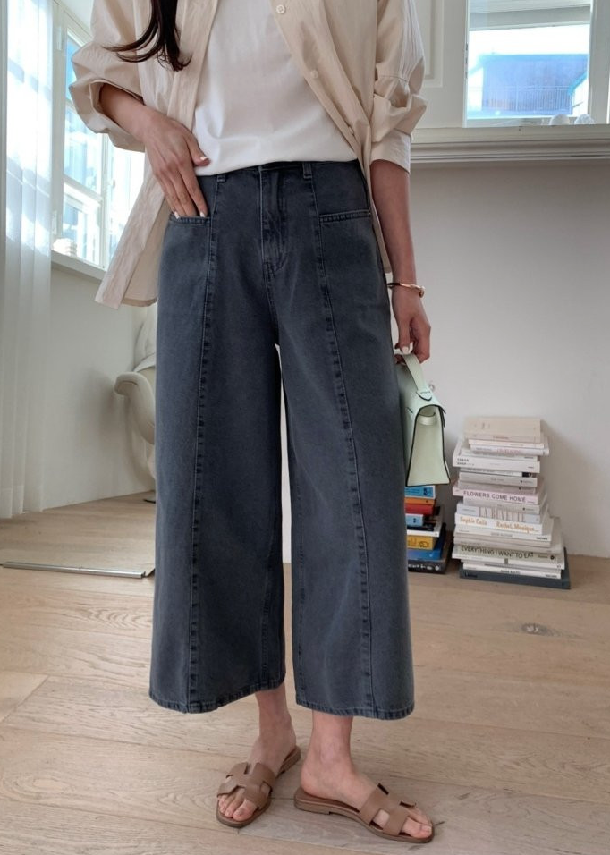 Stitch Grey wide jeans