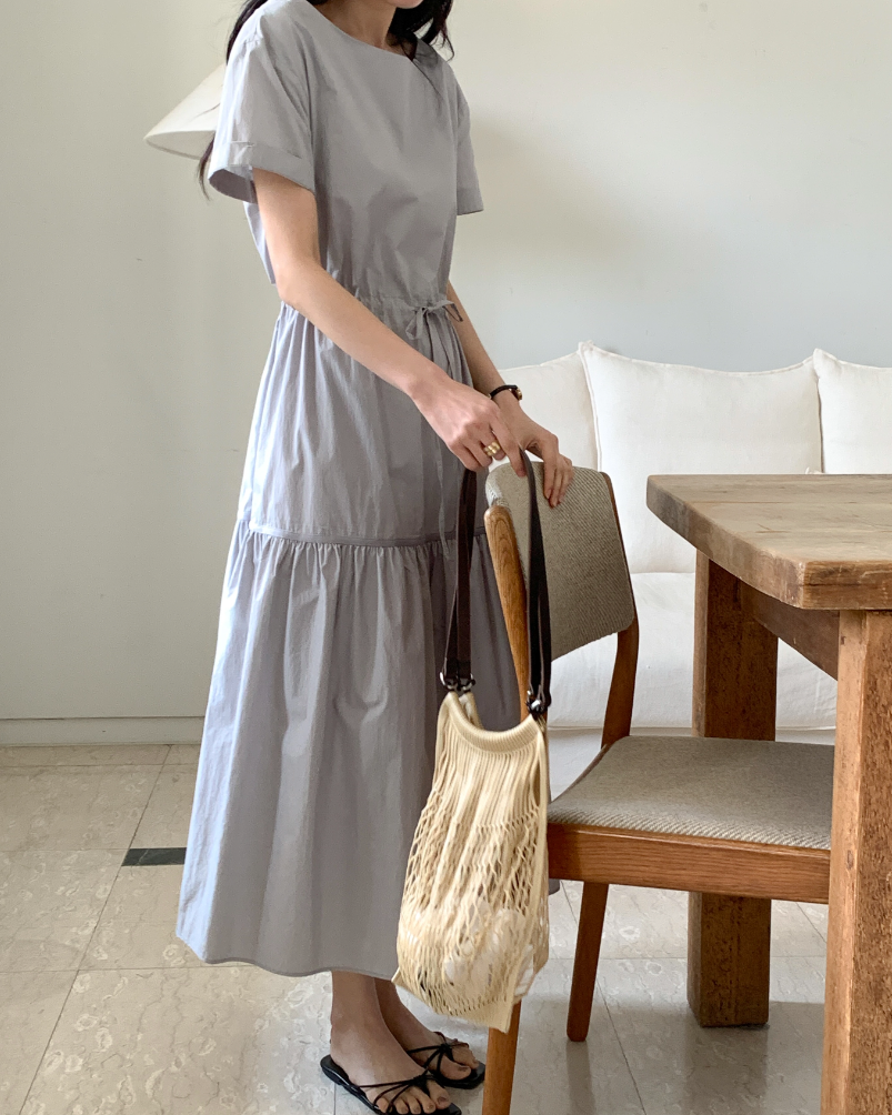 Boat-neck Tiered dress