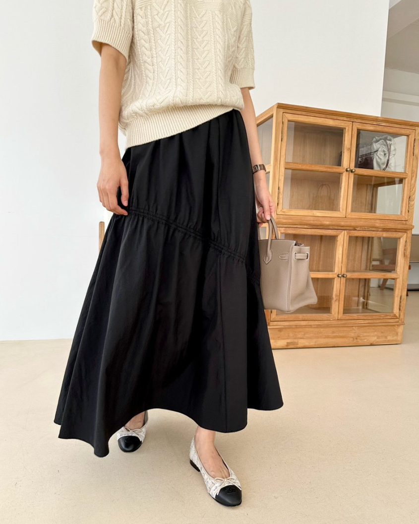 Nylon shirring skirt