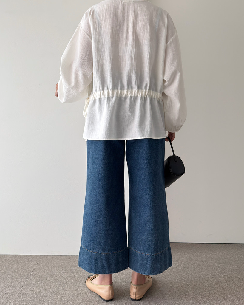Waist string rayon blouse