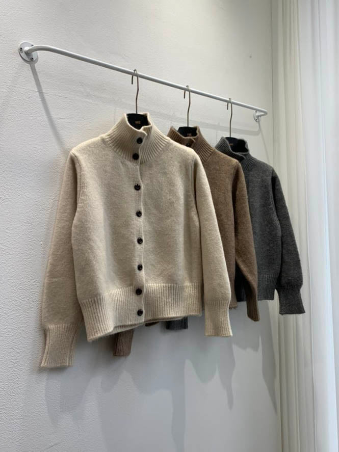 (F/W)High neck cardigan