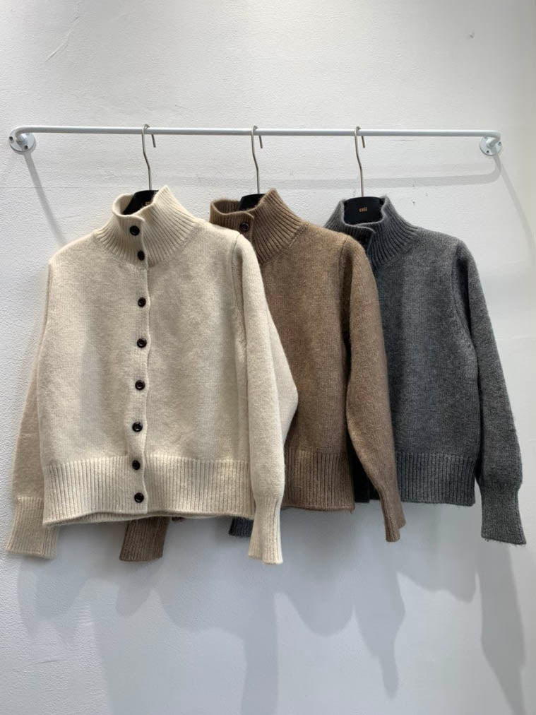 (F/W)High neck cardigan