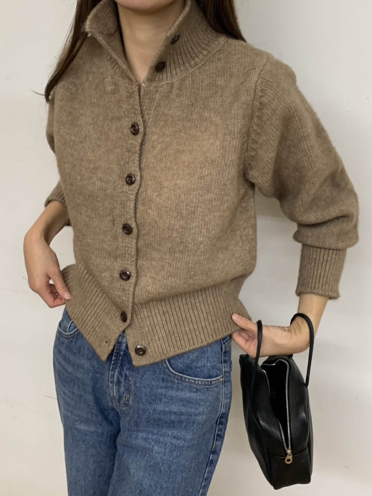 (F/W)High neck cardigan