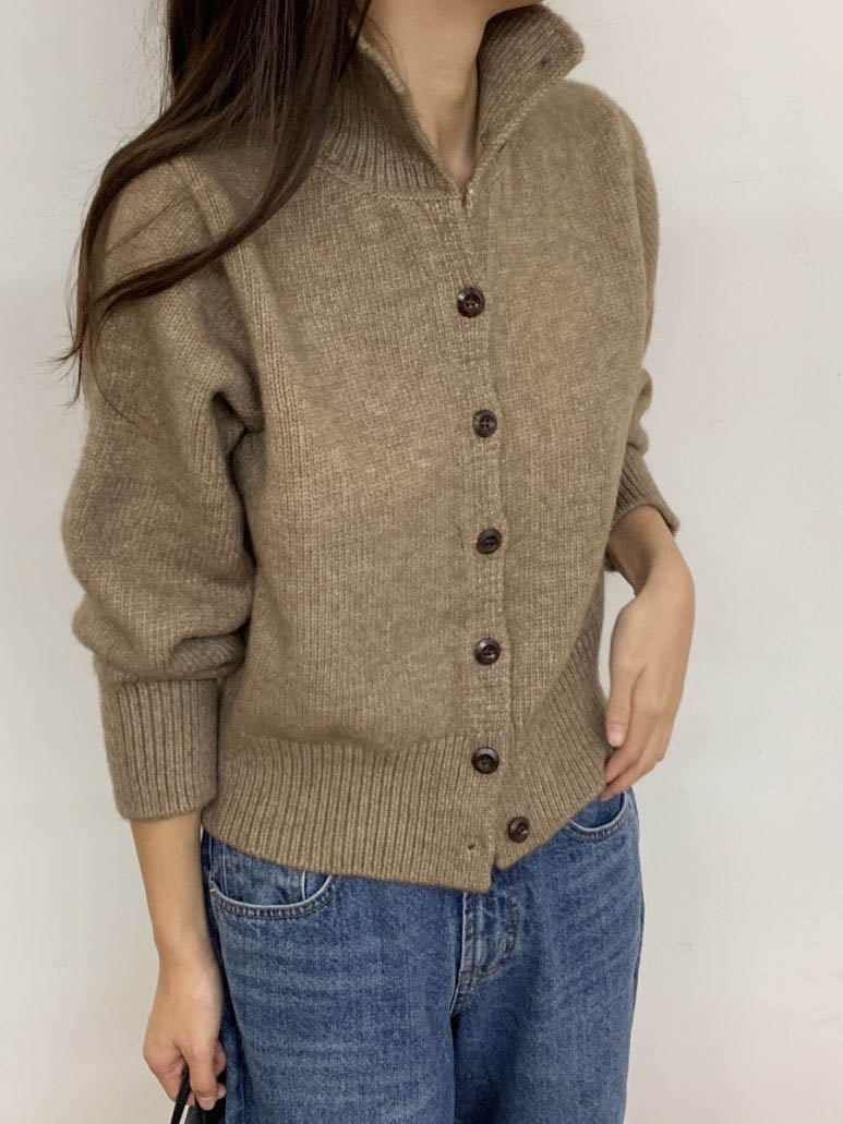 (F/W)High neck cardigan