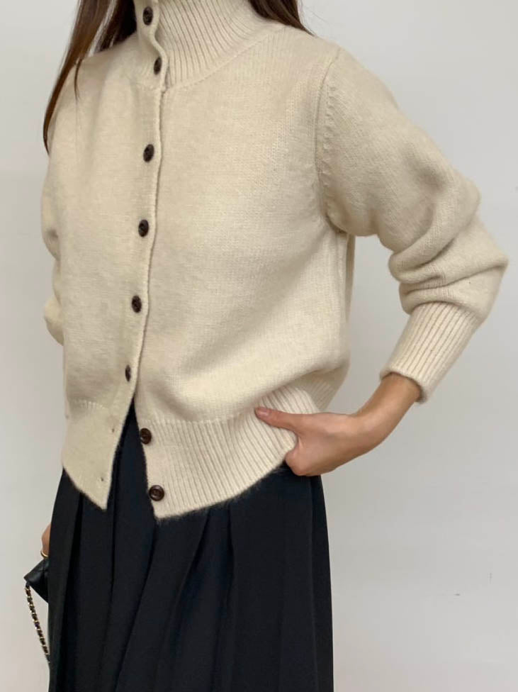 (F/W)High neck cardigan