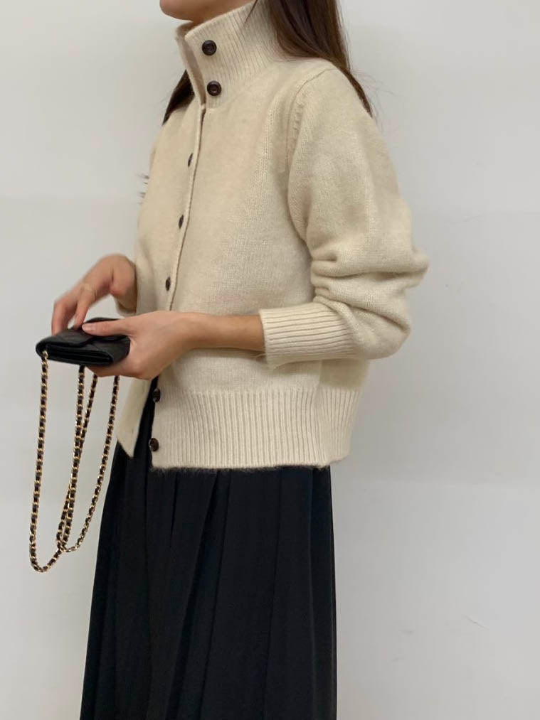 (F/W)High neck cardigan