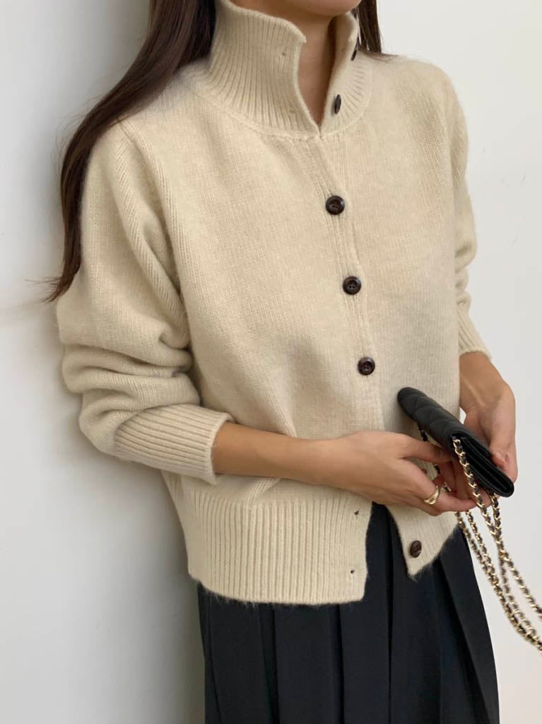 (F/W)High neck cardigan