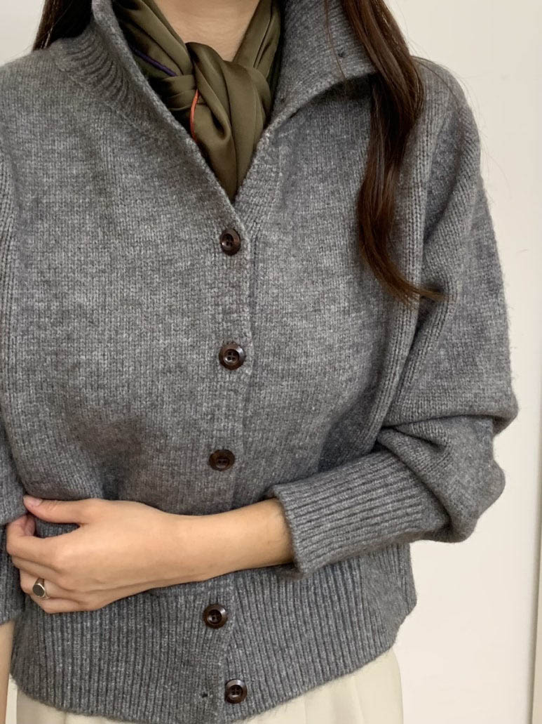 (F/W)High neck cardigan