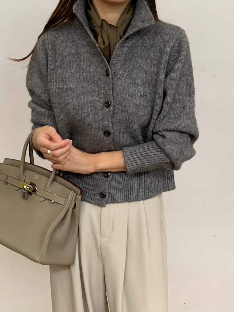 (F/W)High neck cardigan