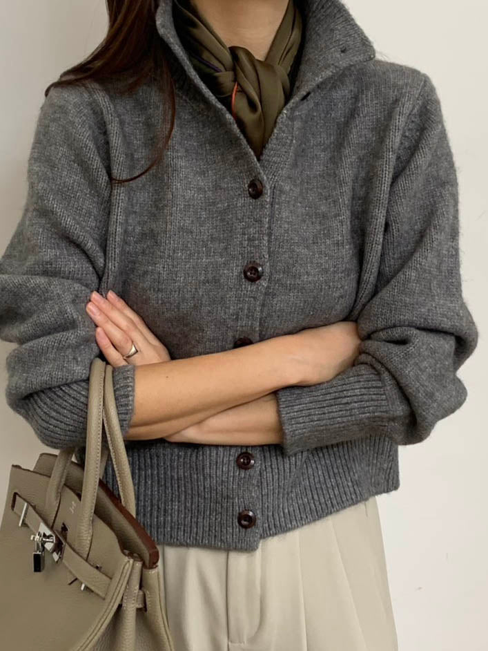 (F/W)High neck cardigan