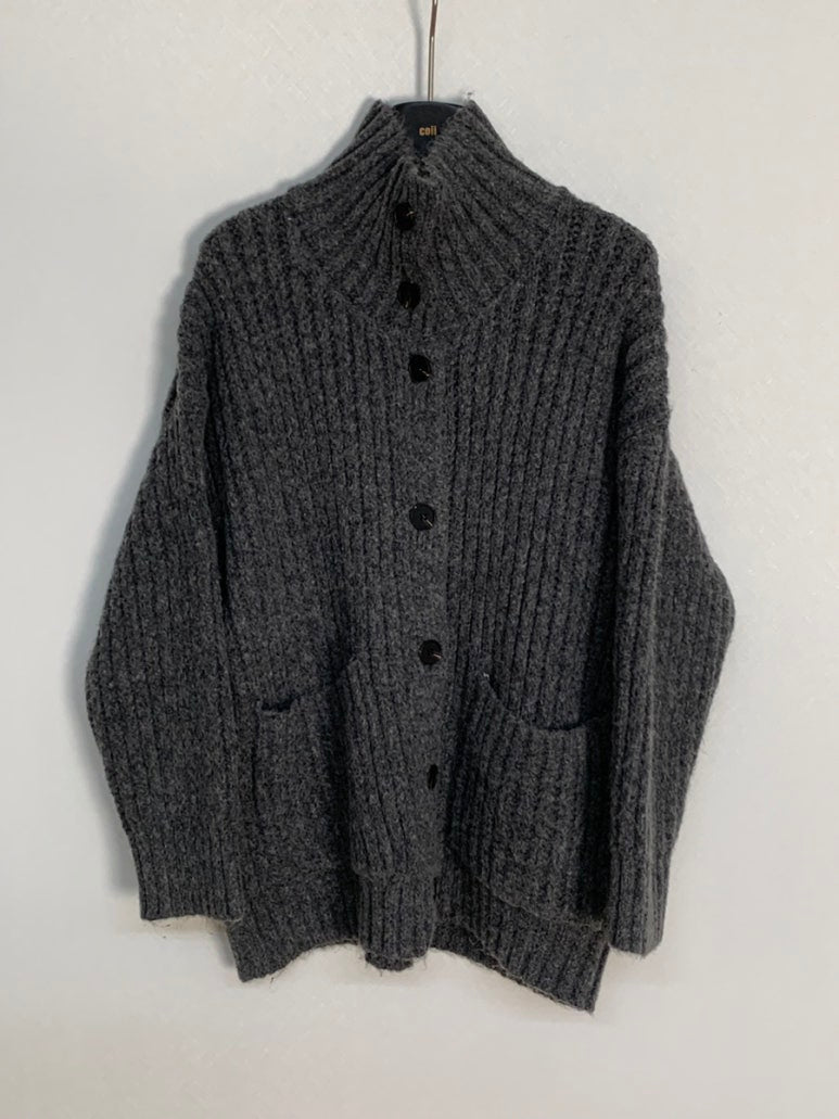 (F/W) High neck loose-fit cardigan