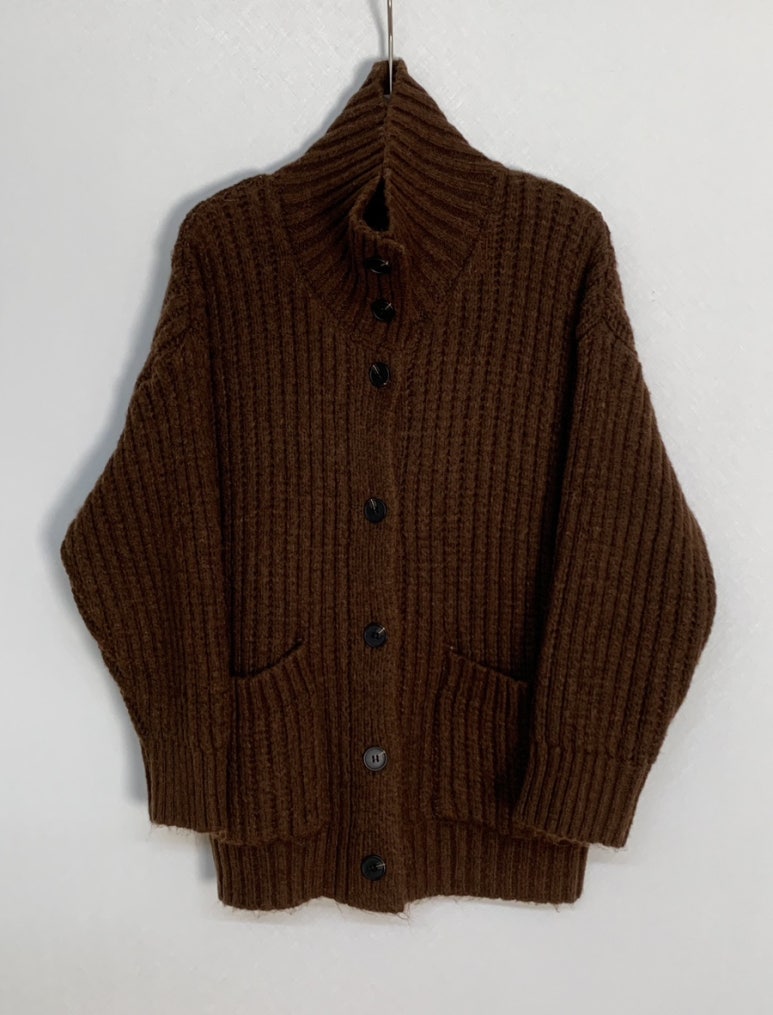 (F/W) High neck loose-fit cardigan