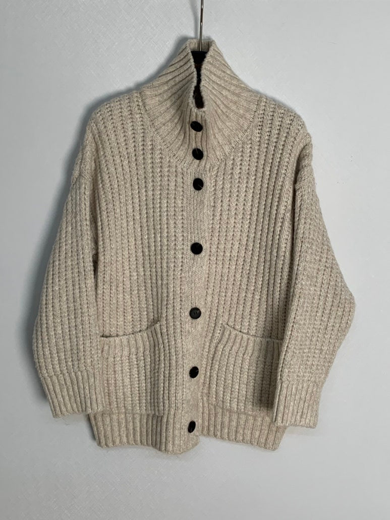 (F/W) High neck loose-fit cardigan