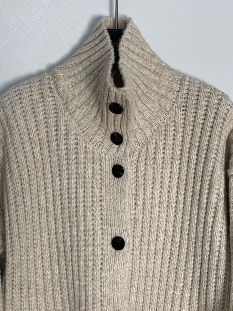 (F/W) High neck loose-fit cardigan